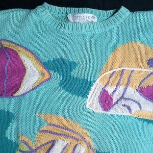Vintage Rebecca Stone Tropical Fish AOP Crewneck Sweater